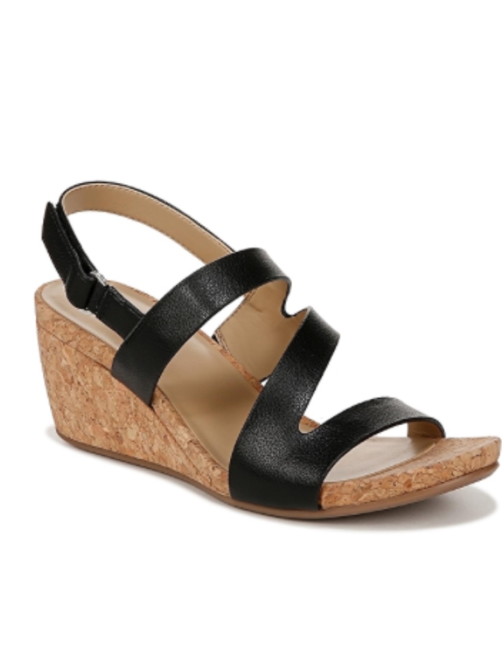 NEW Naturalizer Adria strappy comfort cork wedge sandal Black Size 11